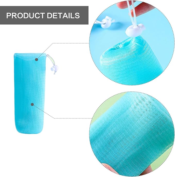 5Pcs Mesh Soap Bags Soap Bubble Foam Net Exfoliating Mesh Soap Saver Pouch Bag Bar Soap Scrubber Pouch with Drawstring for Body Facial Cleaning