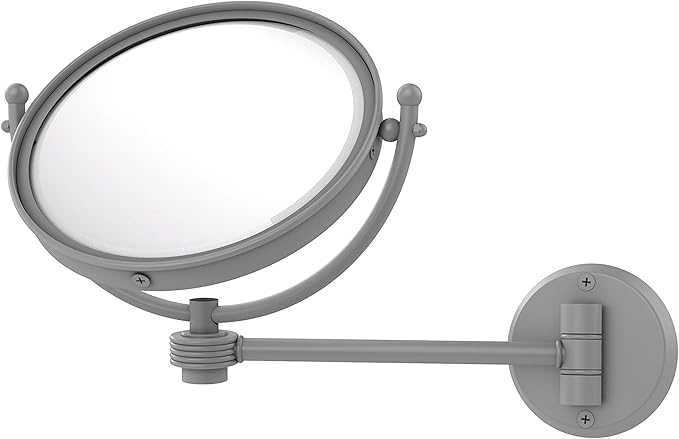 Allied Brass WM-5G/5X 8 Inch Wall Mounted 5X Magnification Make-Up Mirror, Matte Gray