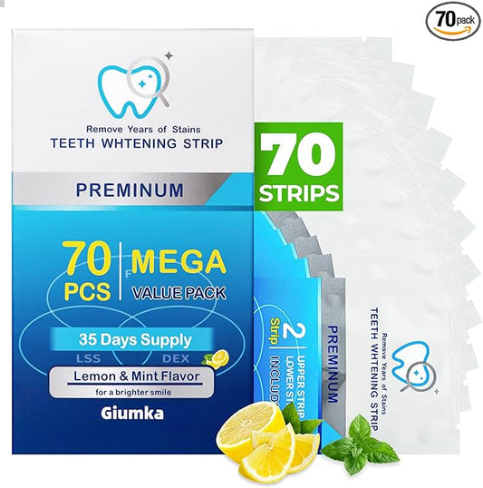 Teeth Whitening Strips 70 Strips (35 Count Pack) -Extra Large Quantity,Enamel-Safe for Sensitive Teeth,White Strips for Teeth Whitening, 35 Treatments/ 5 Weeks Supply,Peroxide Free (70) (70)