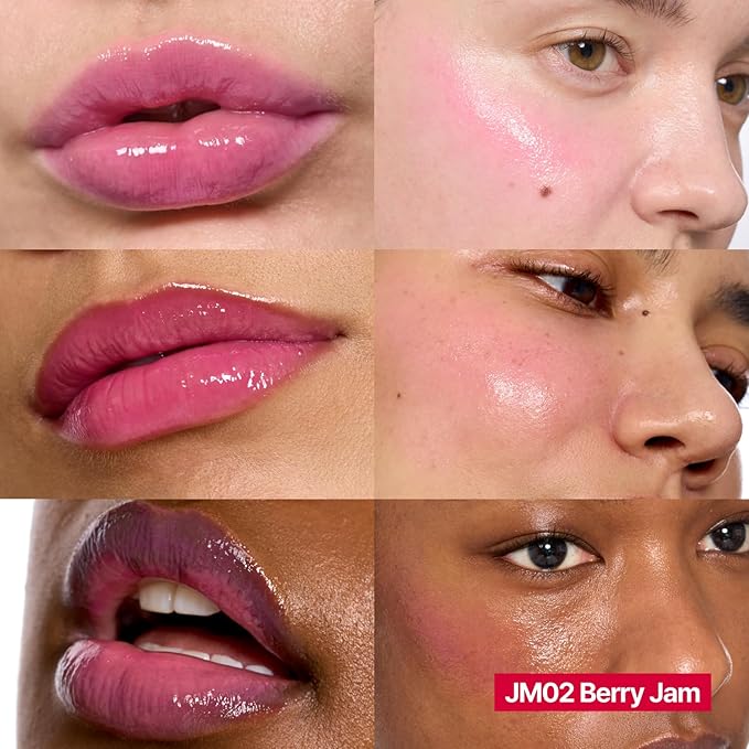 Glowy Jelly Pot + Keychain SET | Dewy Jelly Lip & Blush Color, Tinted Glow Jelly Balm, Dewy Buildable Finish β Berry Jam (Peony Pink) | 0.14 oz