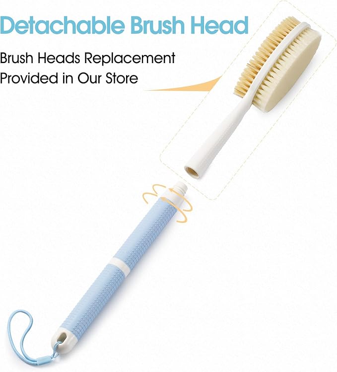 19'' Body Brush with Detachable Brush Head & 17''Back Scrubber for Shower