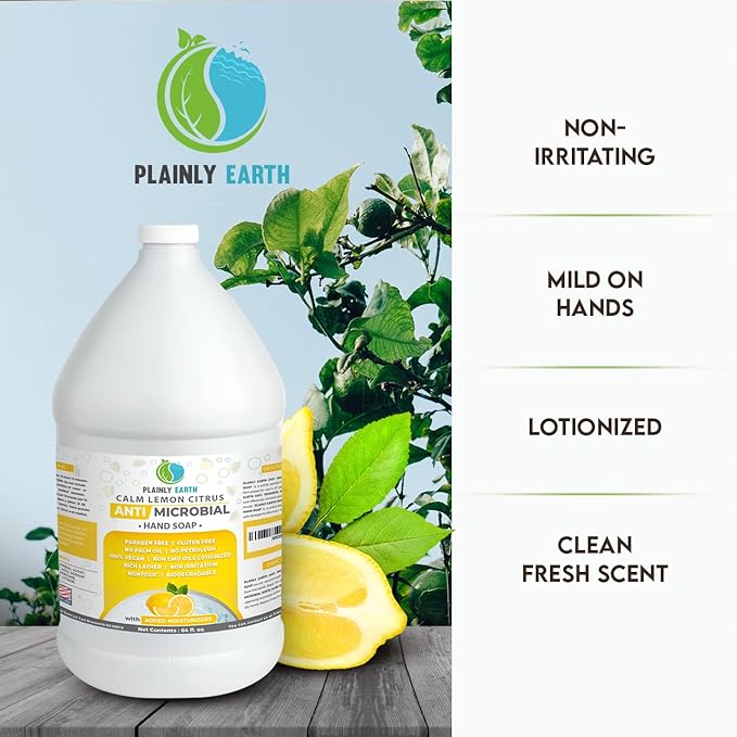 Antimicrobial Liquid Hand Soap (64 Oz) - Antibacterial Soap Refill - Hand Soap Refill Bottle - Cruelty Free Moisturizing Soap, Calm Lemon Citrus