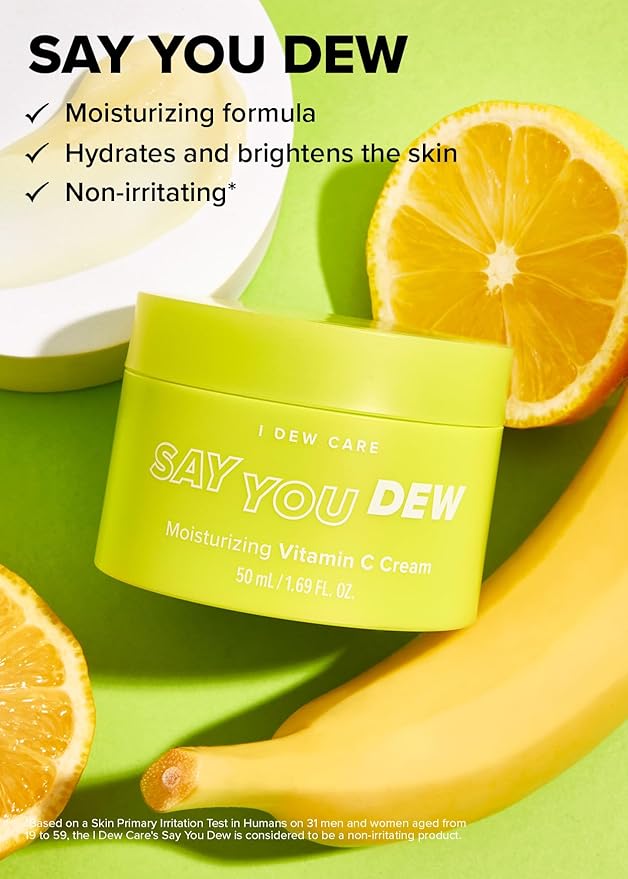I DEW CARE Vitamin C Face Moisturizer - Say You Dew | Korean Skin Care Routine Panthenol, Niacinamide, Non-irritating, Hydrate and Illuminate Glass Smoother Skin, 1.69 FL Oz