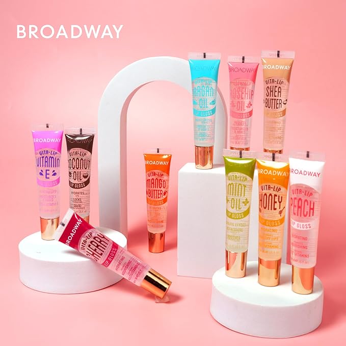 Ruby Kisses Broadway Vita-Lip Clear Lip Gloss (Argan Oil 6 Pack), Ultra-Hydrating & Soothing Formula with Multi-Vitamin Oils, High-Shine Non-Sticky Finish, Protecting Glossy Lip Balm With Vitamin E