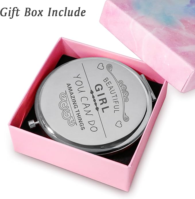 Personalized Gifts for Women Girls, Inspirational Compact Mirrors, 2025 Graduation Gifts for Her, Unique Mothers Day Birthday Gifts for Mom Sister Wife Daughter Niece, Friendship Gifts for Friends