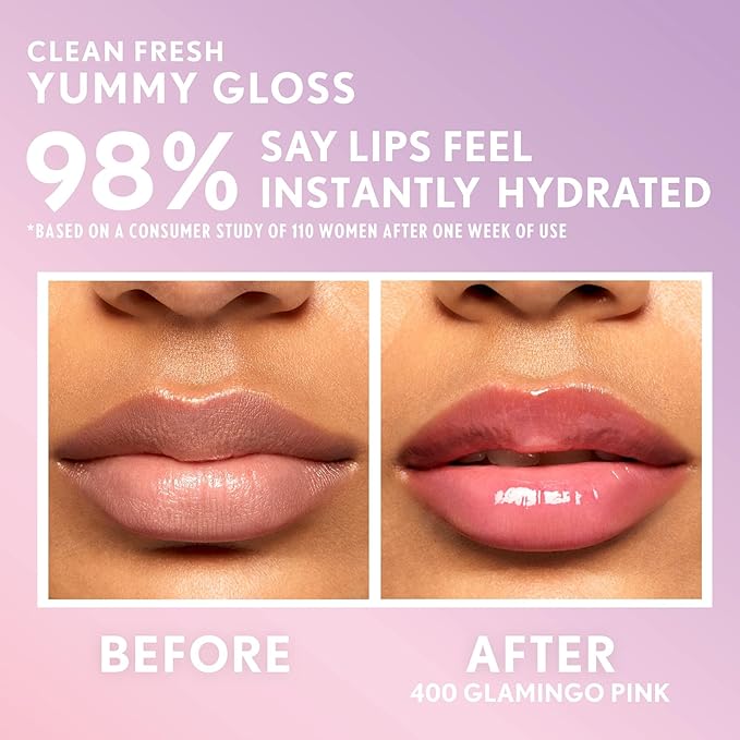COVERGIRL Clean Fresh Yummy Gloss β Lip Gloss, Sheer, Natural Scents, Vegan Formula - Glamingo Pink