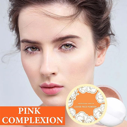 Oil Control Loose Face Powder,Translucent Setting Powder With a Powder Puff Long Lasting Makeup Covering Blemishes Brightens Skin Tone,Natural Matte Loose Powder for WomenοΌ2οΌ