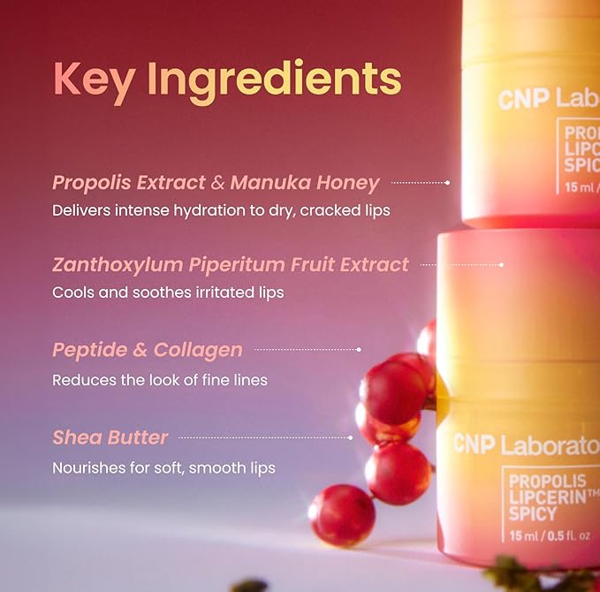 CNP Honey Lip Butter - Propolis Lipcerinβ’ 04 Mint, Hydrating Overnight Manuka Lip Balm & Mask, Plumping, 12hrs Long-lasting Moisture, Gifts for Women, Korean Skin Care, 0.5 fl.oz.
