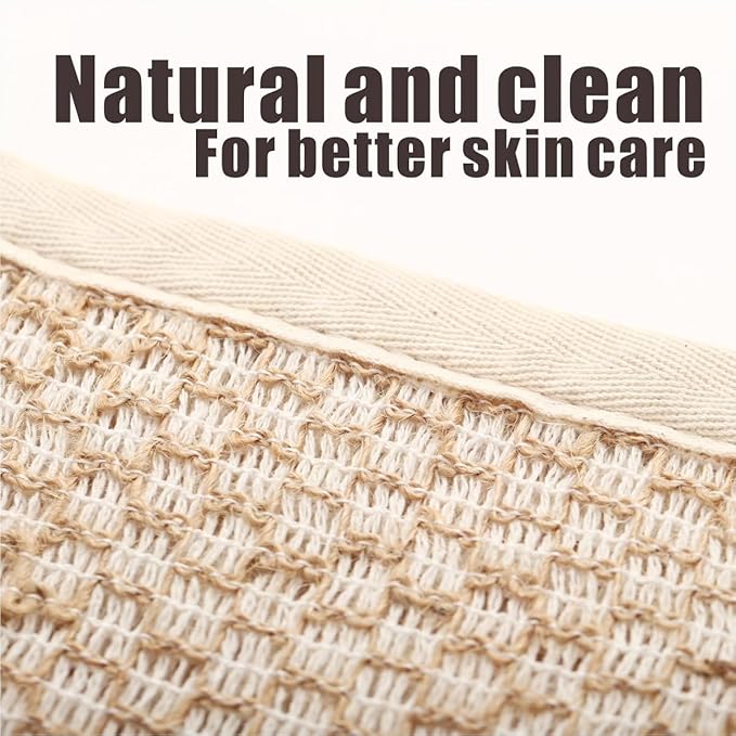 Natural Exfoliating Washcloth Towel, Cotton Line Net Sponge Exfoliate Body Scrub Sponge Bath Wash Cloth, Jute Shower Rags for Body Loofah Back Crubber for Shower for Men