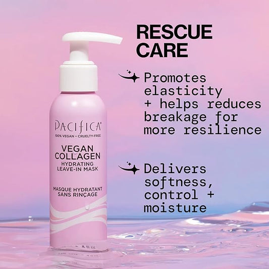 Pacifica Vegan Collagen Leave-In Repair Hair Mask β Leave-In Conditioner Treatment for Dry Damaged Hair, Hydrating Hair Repair Mask to Strengthen, Reduce Breakage & Split Ends Vegan & Cruelty-Free 4oz