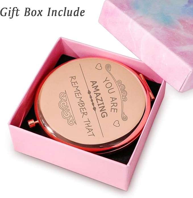 Personalized Gifts for Women Girls, Inspirational Compact Mirrors, 2025 Graduation Gifts for Her, Unique Mothers Day Birthday Gifts for Mom Sister Wife Daughter Niece, Friendship Gifts for Friends