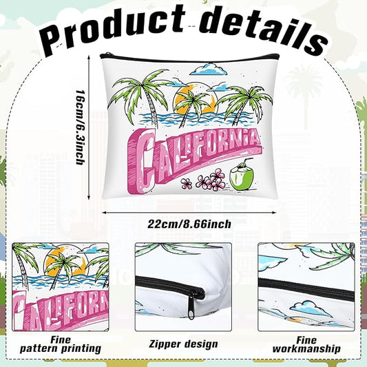 9 Pcs Los Angeles Cosmetic Bag New York Souvenir Zipper Pouch Los Angeles Souvenir Gifts Italy Paris Broadway Alaska Makeup Purse for Girls Women Traveler Birthday Christmas Party Favors