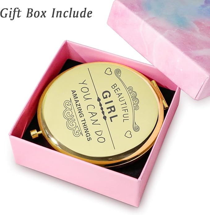 Personalized Gifts for Women Girls, Inspirational Compact Mirrors, 2025 Graduation Gifts for Her, Unique Mothers Day Birthday Gifts for Mom Sister Wife Daughter Niece, Friendship Gifts for Friends