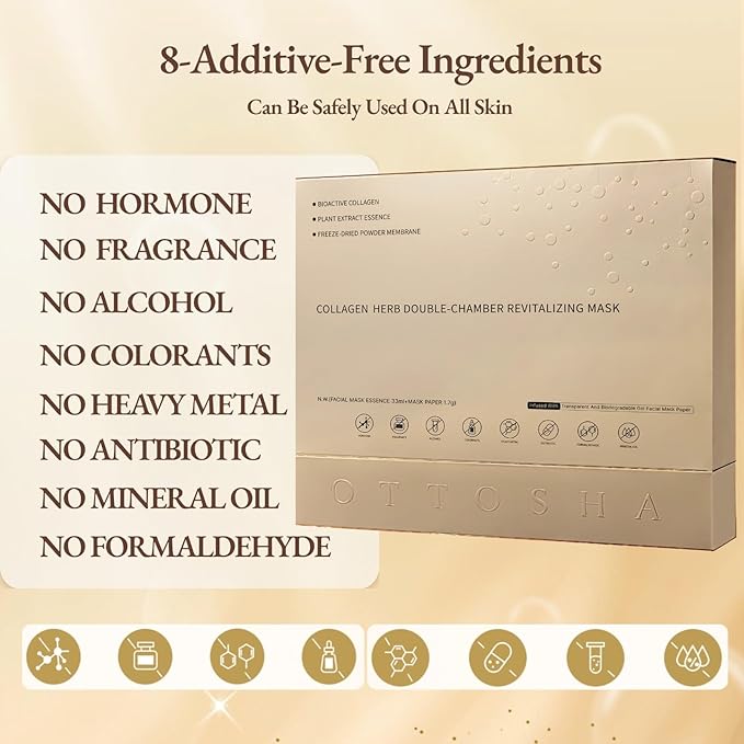Bioactive Collagen Face Mask for Women & Men Skin Care Beauty SPA,Separated Essence 33ml and Powder Membrane, Hydrating,Repairing,Brightening,Revitalizing, Anti-Aging (5 pairs)