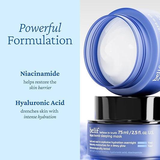 belif Vitamin E Jelly Overnight Mask – Hydrating & Plumping Face Moisturizer with Red Algae & Jojoba Oil, Deep Repair for Glass Skin, Korean Sleeping Mask for Intense Hydration & Radiance, 2.53 fl oz