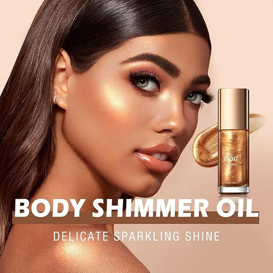 MAEPEOR Body Luminizer 5 Colors Smooth Subtle Shimmer Illuminator Moisturizing Long Lasting Summer Glow for Face and Body (40ML, 03 Bronze Gold)