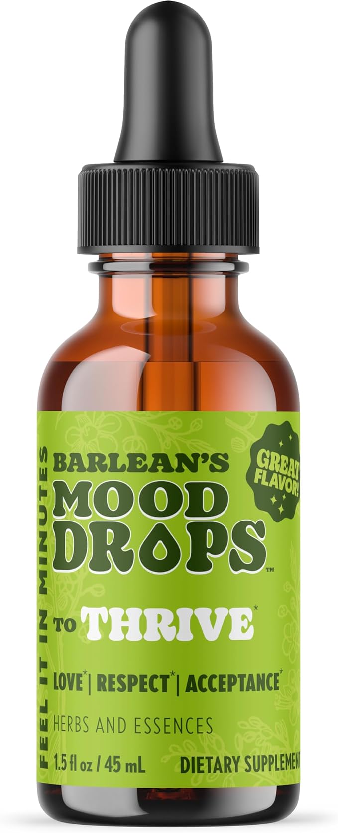 Barlean's Mood Booster Supplement, Thrive Liquid Drops Supplements, Ashawagandha, L Theanine, and Lion's Mane Extract, Adaptogen Herbs Drops, 1.5 oz