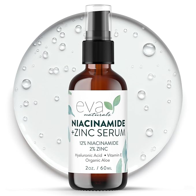 Eva Naturals Niacinamide 12% + Zinc Serum for Face β Dark Spot Remover, Pore Minimizer, Redness Relief, Hydrating Vitamin B3 with Botanical Hyaluronic Acid, Anti-Aging Facial Serum for Clear Skin