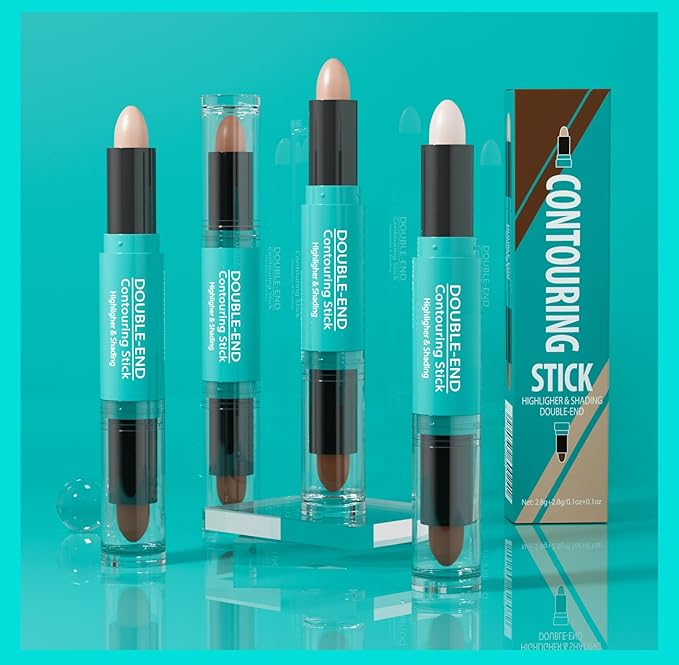 Dual-Ended Contour Stick, Face Shaping & Contouring Stick, Highlighter Makeup Pen for All Skin Tones