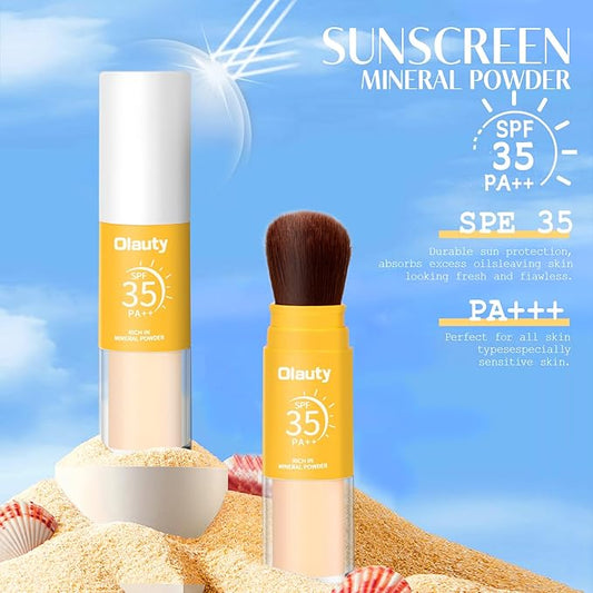 Mineral Sunscreen Setting Powder SPF 35, Translucent Brush on Powder Sunscreen for Face, Oil Control Natural Finish,Lightweight Breathable for Face,Scalp & Hair(Translucent)