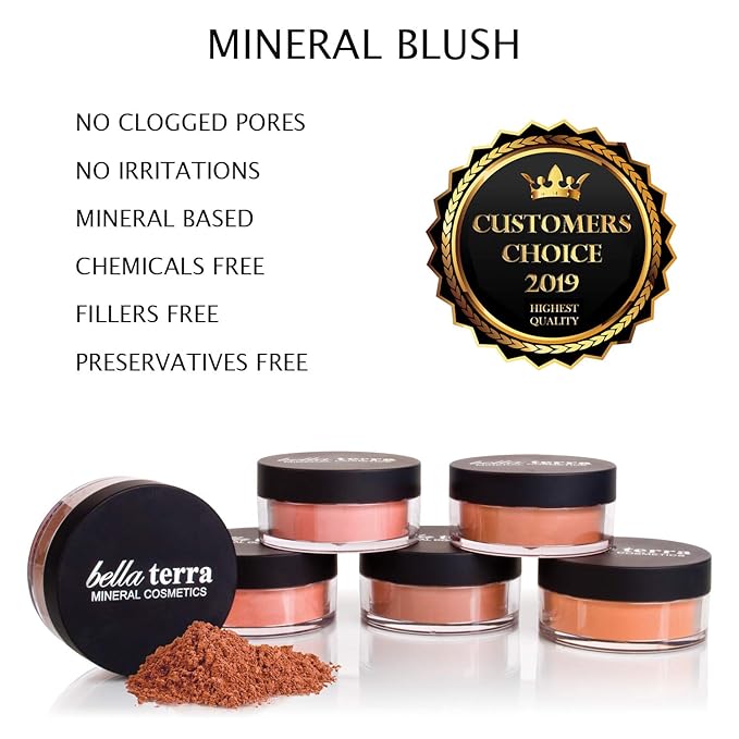 Bellaterra Cosmetics Mineral Loose Blush - Contouring, Long Lasting, Illuminating in 5 Shades for All Skin Types. (Unadulterated Life, 9g)