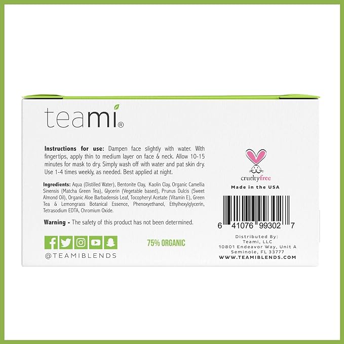 Teami Detox Face Mask for Hydraiting,Stick Mask Alternative Moisturizing & Purifying, Blackhead Remover Green Tea Mask Cleanse Mask reduces Acne & oil, Pore Minimizer Clay Mask for All Skin Types