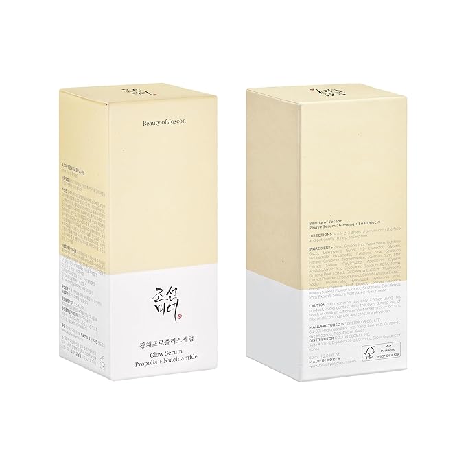 Beauty of Joseon Glow Serum Propolis and Niacinamide Hydrating Facial Soothing Moisturizer for Irritated Uneven Skin Tone, Korean Skin Care, 60ml, 2 Fl.Oz