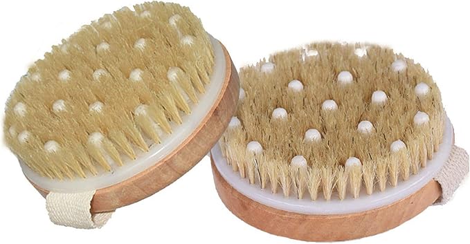 Dry Body Brush Exfoliating Back Scrubber,Brushing Body Brush for Cellulite and Blood Flow,Lengthened Natural Loofah Exfoliating Body Scrubber for Shower