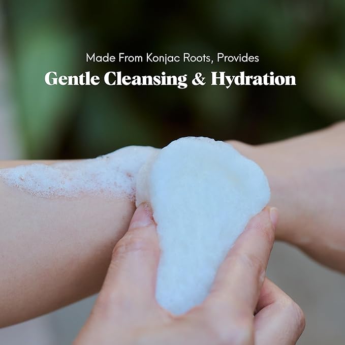 Natural Konjac Sponge Body (White), 1 Count (Pack of 1)
