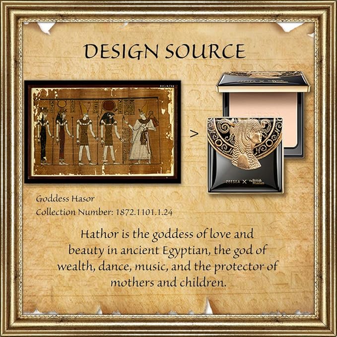 ZEESEA Pressed Powder The British Museum Egypt Series Long Lasting Oil Control Facial Finishing Brighten Setting Powder Multi-use Foundation (#01 Ivory White)