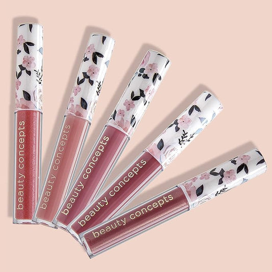 Beauty Concepts Lip Gloss Collection β Shimmering, Glossy Lip Makeup Set for a Radiant Finish, Floral Collection
