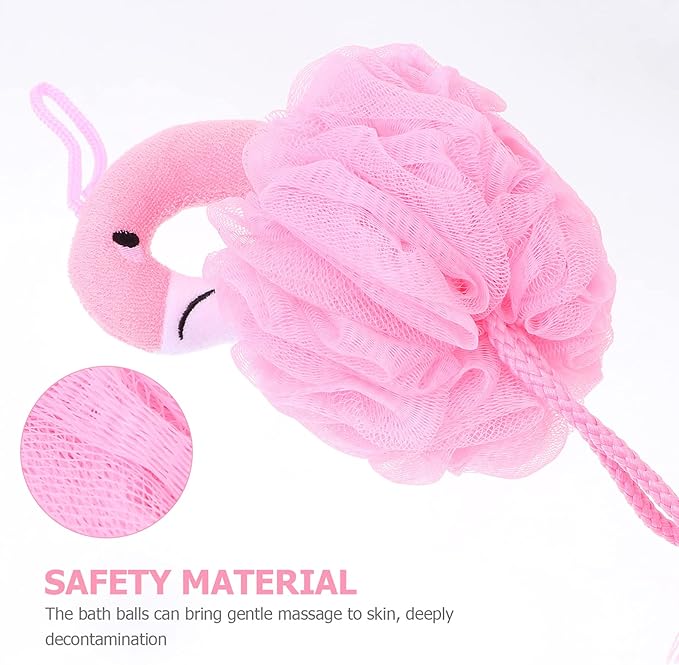 Beaupretty Loofah for Kids: Flamingo Loofah - Bath Sponges for Shower -Body Scrubber