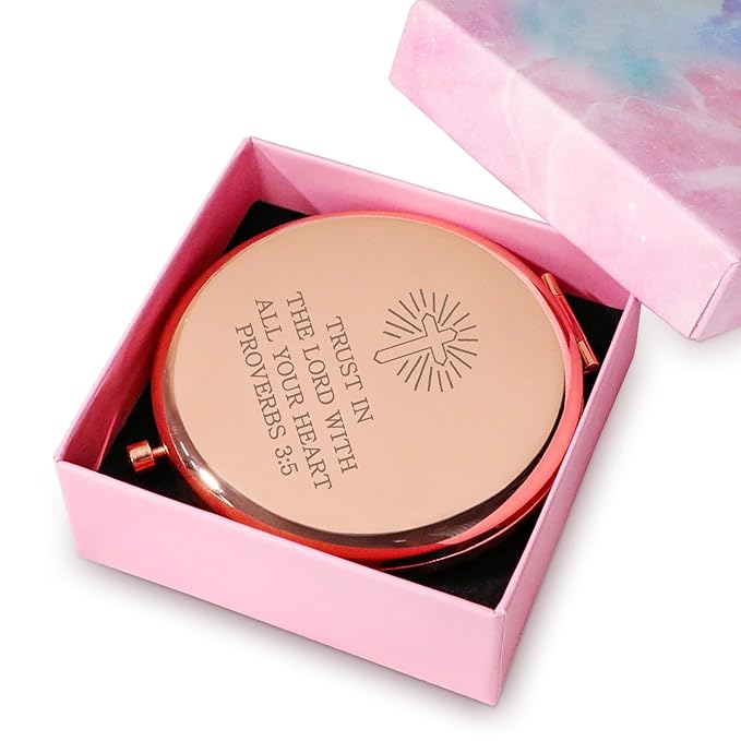 Inspirational Gifts for Women Girls, Christian Compact Mirror, 2025 Graduation Gifts for Her, Personalized Mothers Day Birthday Gift for Mom Wife Sister Daughter Niece Friends Granddaughter Grandma