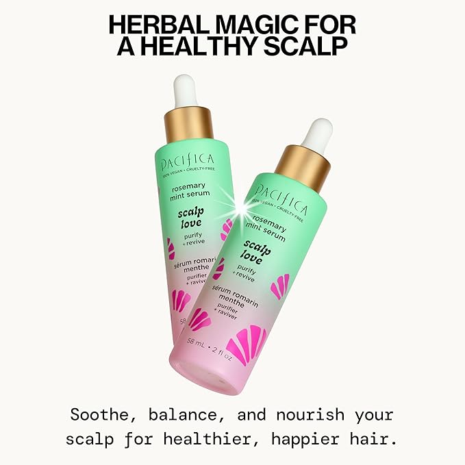 Pacifica Scalp Care Set β Rosemary Mint Daily Scalp Refresher, Detoxifying Serum & Clarifying Scalp Massager for Healthy, Hydrated Scalp, Vegan & Cruelty-Free