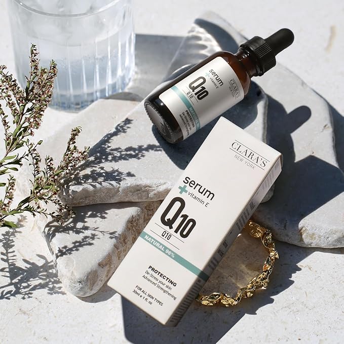 Claraβs New York Q10 Antioxidant Facial Serum with Hydrolyzed Collagen, Ceramide NP & Vitamin E β Anti-Aging, Hydrating, Skin Barrier Repair β 30ml / 1 Fl Oz β Made in USA