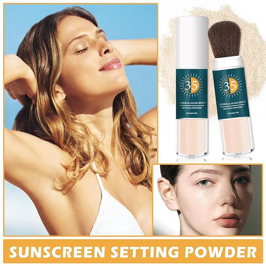 Sunscreen Setting Powder Mineral Sunscreen Powder SPF 35 PA+++ Soft Focus Matte Long Lasting Concealer Brighten Oil Control Powder Makeup For Natural Flawless Face #01 Translucent