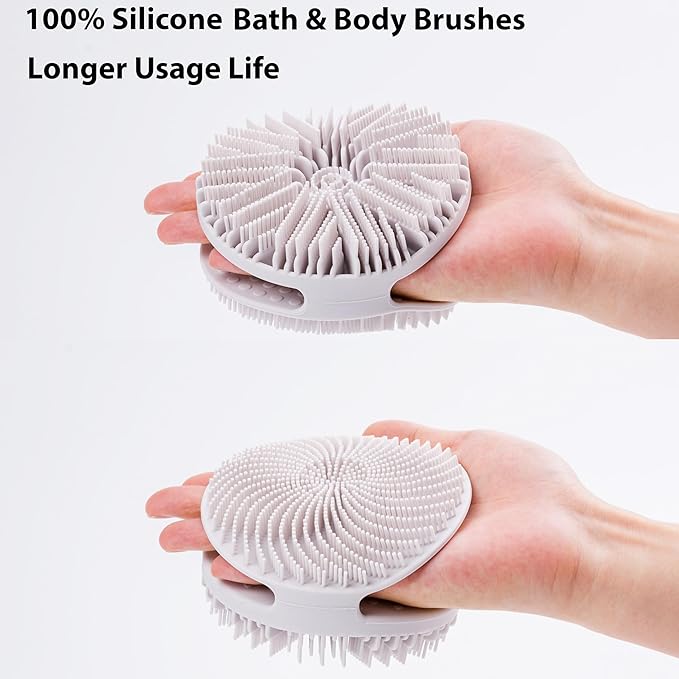4 PC Silicone Exfoliating Body Scrubber, Silicone Body Shampoo Brush, Soft Silicone Loofah for Sensitive Skin, Shower Silicone Hair Scalp Massager, Easy to Clean, Lather Well