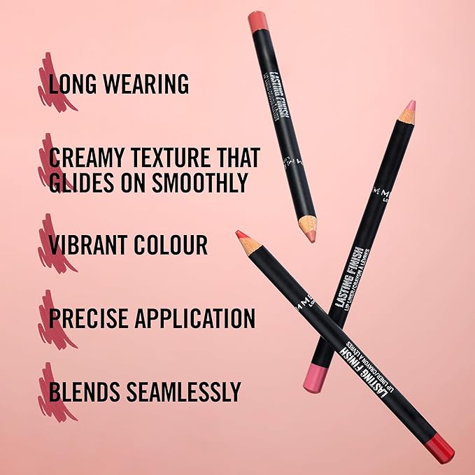 Rimmel Lasting Finish 8HR Soft Lip Liner Pencil - Vibrant, Blendable Formula to Lock Lipstick in Place for 8 Hours - 110 Spice, .04oz