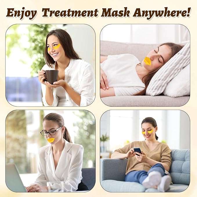 40 Pcs Lip and Eye Mask Set,Collagen Lip Mask Sheet and Under Eye Patches,Gold Lips Masks Skincare,Gold Gel Crystal Collagen Eye Patches,Moisturizing Reducing Fine Lines & Dark Circle