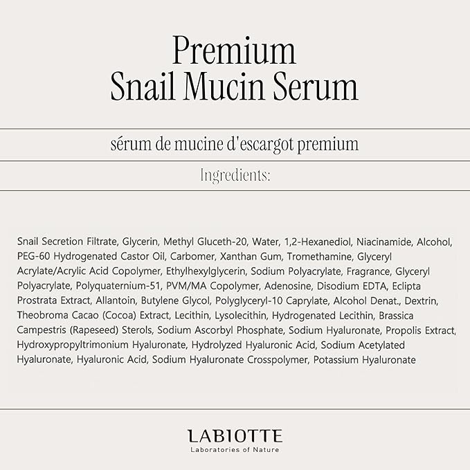 LABIOTTE Premium Snail Mucin Serum | Korean Skin Care Face Serum for Women & Men w/ 72% Snail Mucin Essence | Hypoallergenic Soothing Serum for Face | Hydrating Serum for Sensitive Skin (2.02 fl oz)