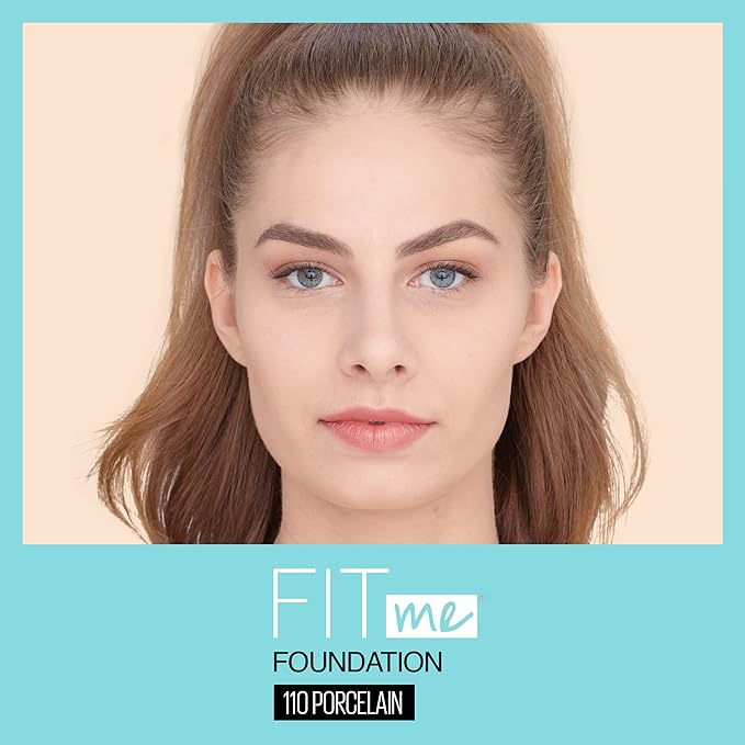 Maybelline Fit Me Matte + Poreless Liquid Foundation + Fit Me Mattifying Primer Makeup Bundle, Includes 1 Foundation in Porcelain and 1 Primer