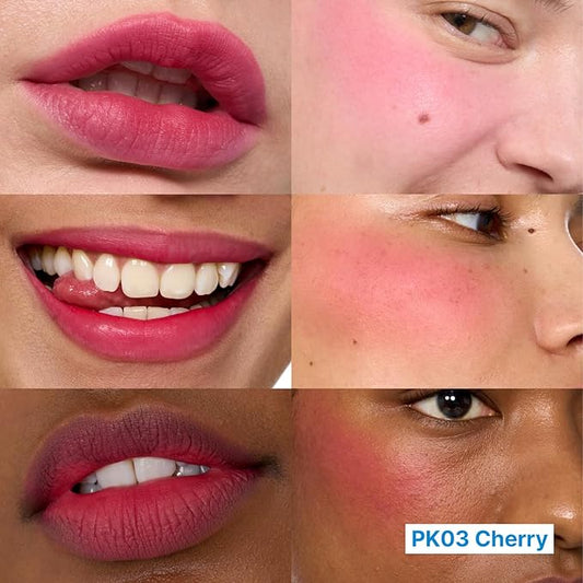 Blurry Pudding Pot | Airbrushed Blush & Lip, Buildable Pigment, Long-lasting, Lightweight, Easy to Blend, Natural Soft Matte Finish - Cherry (Vibrant Pink) | 0.17 oz