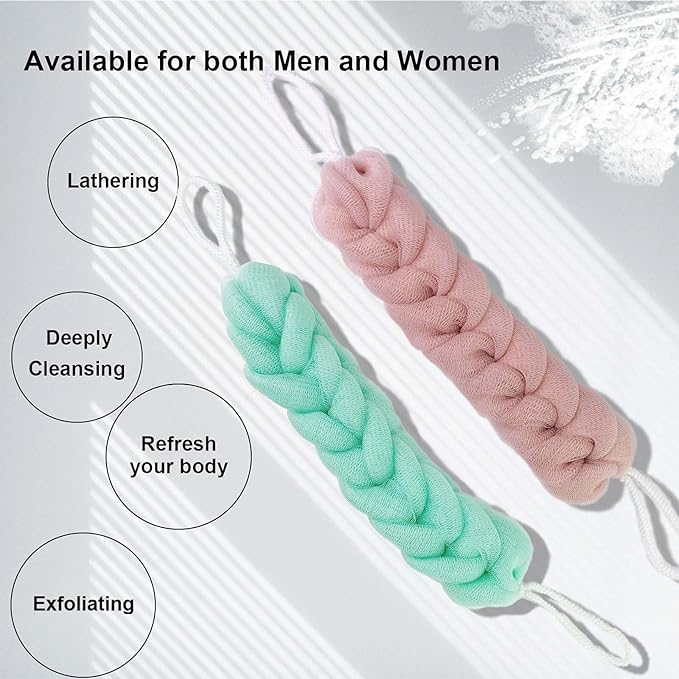 PPHAO - Back Scrubber for Shower - Long Loofah Sponge for Women - Bath Sponge - Loofah Back Scrubber for Shower Exfoliating for Men - 21.5 INCH - Green and Pink Loofah - 2 Pack