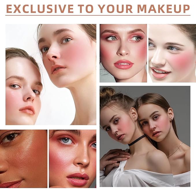 Cream Blush Stick for Cheeks, Eyes & Lips, Multi-Use Tinted Moisturizer, Natural Glow Blendable Blusher with Brush - Hot Red