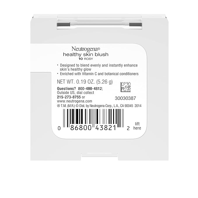 Neutrogena Healthy Skin Powder Blush Makeup Palette, Illuminating Pigmented Blush with Vitamin C and Botanical Conditioners for Blendable, Buildable Application, 10 Rosy,.19 oz