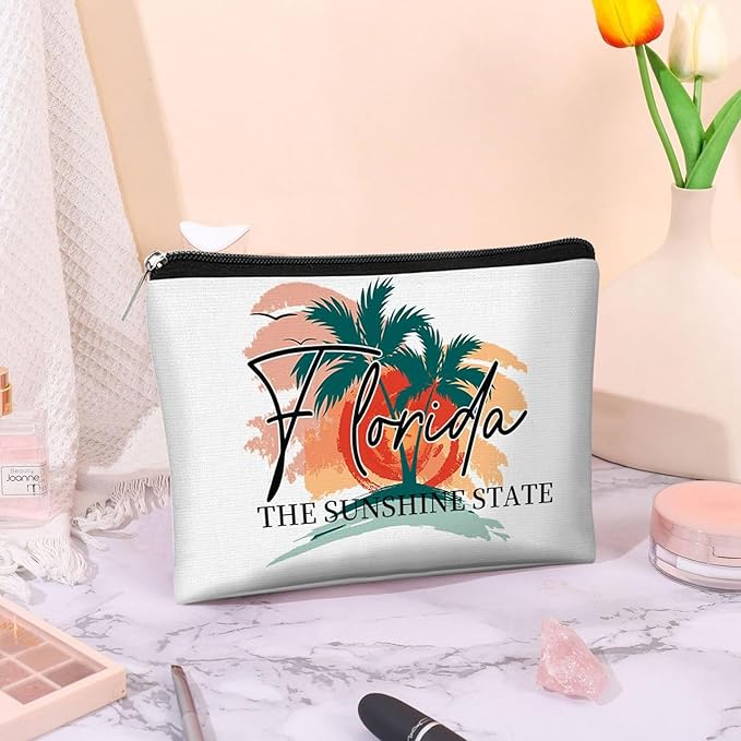 6 Pcs Florida Tourist Commemorative Makeup Bags Florida Gifts for Women Friends Traveler Cosmetic Bag Zipper Pouch for Women Traveler Party Favors