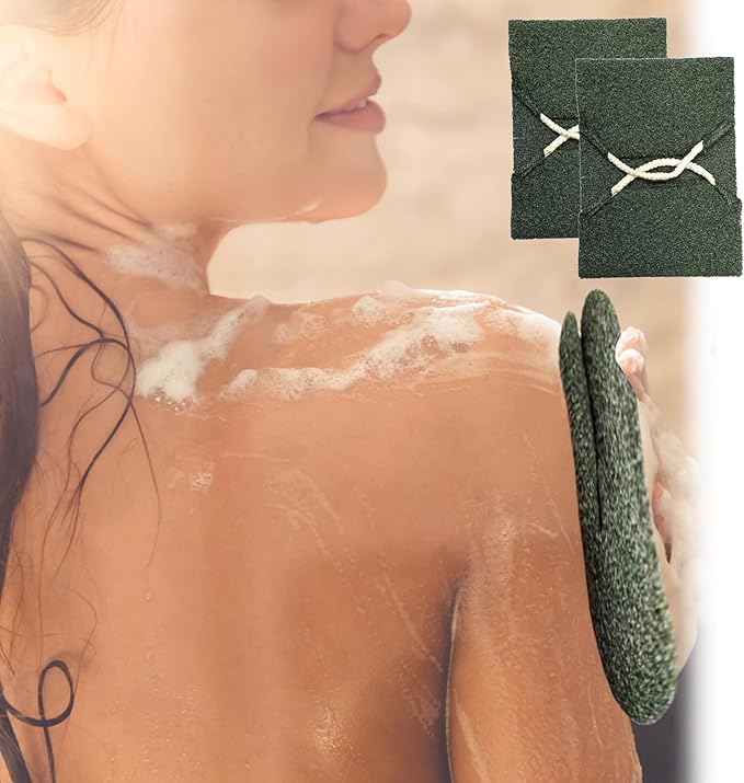 Scrubber Back for Shower Extended Length Scrubber Towel Exfoliating Washcloth Body Scrub Sponge Shower Loofah with Handle for Women Men Deep Clean Body Skin Massages (green2)