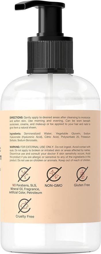 Coera Hyaluronic Acid Serum for Face | 8 oz | Moisturizing Oil for Skin, Hair & Nails | Paraben & SLS Free