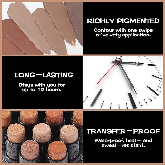 FOCALLURE Cream Contour Stick, Matte Bronzer Stick, Professional Face Shaping & Contouring Stick Makeup, Easy to Apply with Buildable Coverage, Long Lasting & Sweatproof, COFFEE
