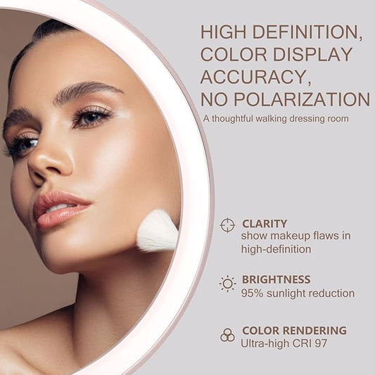 AMIRO Professional 8" LED Lighted Makeup Mirror with 5-Level Brightness, with 5X Magnifying Small Mirror, Tabletop Rechargeable Cosmetic Mirror with Touch Control 180Β°Rotation